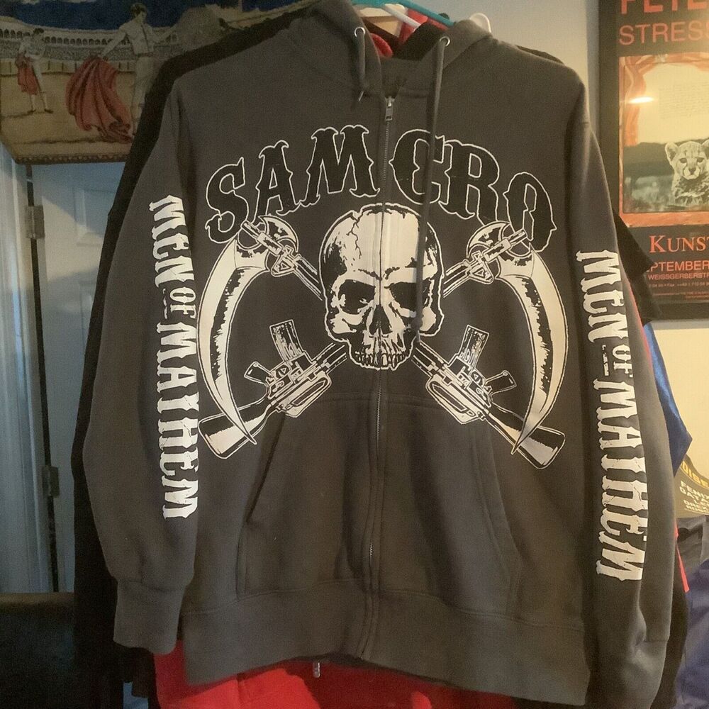 Sons Of Anarchy Samcro Zip Up Double Sided Size Small No Rules No Masters